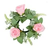 Decorative Flowers Wedding Candle Holder With Artificial Rose Wreath Candlestick For Table Centerpiece Home Decoration Party Supply