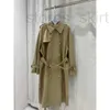 Mulheres Trench Coats Designer C início do outono nova moda único breasted temperamento decorativo preguiçoso estilo fino e longo jaqueta corta-vento 9PD4