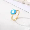 Cluster Rings Vintage Blue Evil Eye Finger Ring For Women Gift Jewelry Colored Simple Turkish Lucky Adjustable Party Accessories Drop Dhw1J