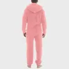 Men's Tracksuits Fleece Pajamas Men Jumpsuit Home-Wear Solid Color Casual Bodysuit Zipper Hooded Loose Pajama Comfort Winter Warm Rompe