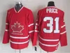 Team Canada Vintage-Version Throwback Retro-Trikots 31 PREIS 87 CROSBY 16 TOEWS 61 NASH 1 LUONGO 12 IGINLA Hockey-Trikot