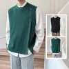 Men's Vests Men Knitted Vest Fall Winter Sleeveless Sweater Casual Single-breasted Cardigan With Elastic Solid For
