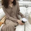 Maternity Sweaters 8211# Autumn Winter Korean Fashion Knitted Maternity Long Sweaters Loose Dress Clothes for Pregnant Women Chic Ins Pregnancy 231218