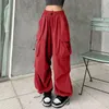 Pantaloni da donna Baggy Cargo Hip Hop Streetwear Jogging Pantaloni sportivi Pantaloni con coulisse Pantaloni larghi larghi a vita alta a vita alta