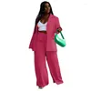 Women's Two Piece Pants Fall Tracksuit Women Sets Long Sleeve Blazer Top And High Waist Wide Leg Trousers Work Office Streetwear