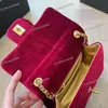 Soft Velvet Women Designer Classic Flap Bag Mini Gold Ball Metal Hardware 6 Colors 17x13cm Adjustable Matelasse Chain Square Purse Crossbody Shoulder Handbag