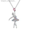 Pendant Necklaces Crystal Charm Color Zircon Choker Dancing Girl Ballerina Dancer Pendant Necklace Jewelry Gift for Ballet Girls WomenL231218