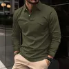 Men's T Shirts Fashion Spring And Autumn Casual Long Sleeve Button Solid Color Shirt Top Blank Mens Tall A