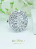 Cluster Rings Luxury Micro Polished Diamond White 925 Silver Ring With High Carbon Niche Design Suitable For Wedding Jewelry