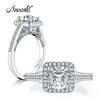 AINUOSHI Trendy argento sterling 925 1/25 CT taglio rotondo Halo anello di fidanzamento diamante simulato matrimonio argento anelli quadrati gioielli Y1752