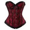 Kvinnor plus size s-6xl burlesque jacquard overbust korsett mode klassisk snörning bustier danc corset topp med veckad ruffle trim