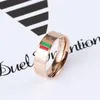 Designer Rings For Women Red and green stripes Rings Gold Silver Rose Mens Luxury Jewelry Titanium Steel Gold-Plated Never Fade No263F