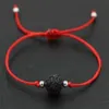 ship 50pcs lot Natural Lava Stone Black Red Thread Rope String Briad Lucky Gift Bracelets Adjustable Bracelets 281Y