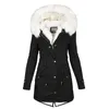 女性用ジャケットホリフェニ冬の女性ウォームジャケット中程度の長い厚いアウトウェア2023レディースフード付きワッドコートスリムパーカコットンパッド