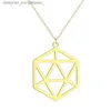 Pendant Necklaces Kinitial exquisite stainless steel Geometric Dice Necklace D20 Necklace Polyhedral Dice Charm jewelry Christma gift girlfriendL231218