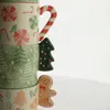 Tasses de noël en céramique, bonhomme en pain d'épice peint à la main, tasses à café