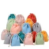 Shopping Bags 50pcs/Lot 9x12cm Foldable Cotton Fabric Grocery Fashion Drawstring Storage Pouches Travel Package Gift Bag
