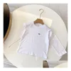 Meninos e meninas bebê designer tripulação pescoço algodão manga longa base camisa clássica carta moda infantil desgaste série tamanho 90-150cm g12 dh2rk