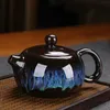 Te Pets Ceramic Pot and Cup Set Teaware Kung Fu Jun Kiln Change Teapot Alluvial Gold Chinese 231218
