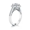 AINUOSHI Trendy argento sterling 925 1/25 CT taglio rotondo Halo anello di fidanzamento diamante simulato matrimonio argento anelli quadrati gioielli Y1752