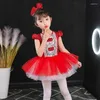 Stage Wear Kids konseri dizgin dans kıyafetleri Tutu elbise kızlar için caz dans kostüm yürümeye başlayan çocuk çocuk düğün prenses