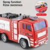 Electric RC Car Fire Truck Zestaw dla dzieci Prezenty Duże ciężarówki odporne na jesienne drabinę zraszaczy Strażaków Inżynieria Toys 231218