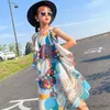 Meisjesjurken 2022 Zomer nieuwe meisjes Boheemse jurk strand vakantie chiffon jurk kind regenboog slip jurk kinderen vestidos