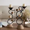 Candle Holders Vintage Metal Candles Nordic Style Design Geometric Unique Candlestick High Aesthetic Kaarshouder Decorations For Home