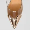 Klänningskor Champagne Heart Pointy Toe Clear PVC Pumps Transparent Metallic Leather Patchwork Stiletto Heel 12cm 10cm 8cm