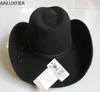 Bérets B-8126 Laine Bowler Chapeau Mâle Fedoras Cowboy Cap Large Brim Mode Homme Laine Imperméable Réglable