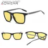 Óculos de sol aowear óculos de visão noturna masculino alumínio lente amarela óculos de sol polarizados noite segura óculos de condução oculos gafas de soll231218