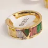 Modeontwerper 18K vergulde bandringen Luxe damesmerk Letter roestvrijstalen ring Ingelegde kristallen Liefhebbers Bruiloft Kerst Sieraden Accessoire