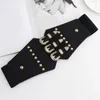 Bälten Luxury Metal Decor Corset Wide Girdle Pu Leather Slimming Body Midjeband Bälte för kvinnor Elastisk midja Ceinture Femme