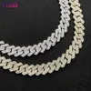 23mm width 24 inch length INS pop hip hop male full drill cz gold silver cuban chain necklace for men