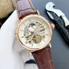 Orologi da polso Pate per 2023 Orologi da uomo Quattro aghi Meccanico automatico Wastch Alta qualità Top Luxury Brand Cinturino in pelle Fase luna Regalo di moda Tipo di Ginevra