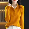 Kvinnors tröjor Autumn Winter Wool Sweater Women Fake Two Piece Stand Collar Stickover Korean Slim Femme Jumper Casual Wild Knit Tops 231218