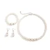 Conjunto de collar y pendientes 3 unids/set elegante pulsera de cadena de perlas de imitación para mujer Kpop dulce Piercing pendiente gota accesorios de boda joyería