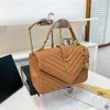 Bolso de mensajero con cadena, bolso de hombro a la moda para mujer, correa dorada y plateada con letras, bolsos, monederos, paquete clásico cruzado con caja