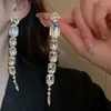 Boucles d'oreilles pendantes scintillantes, longues, grandes pierres brillantes, bijoux de fête de mariage