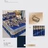 Couvre-lit 3 pièces ensemble couvre-lit bleu royal moderne jupe de lit fraîche draps lavables en machine lit avec bande élastique pour Queen King Size 231218