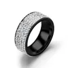 Anéis de casamento BONLAVIE 5 fileiras de explosões Full Diamond Titanium Steel Jewelry Anel masculino Black322c