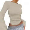 Produkty koszule dla kobiet w magazynie 2023 Spring i jesień eleganckie patchwork pullover długie rękaw okrągły szyja Slim Fit T-Shatt
