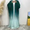 Ropa étnica Mujer Abierta Abaya Musulmán Ramadán Cómodo Manga Larga Casual Negro Abayas Turco Dubai Mujer Islámica 6 Colores