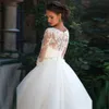 Stunningningbride 2024 Bateau 3/4 Long Sleeves Pearls Tulle Princess Bridal Ball Gowns Plus Size Country Vintage Lace Millanova Wedding Dresses