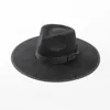 Berretti 11 centimetri Tesa Grande Corona Top Cappello Fedora di Lana Arco Decor Nastro Donna Uomo Jazz Cappello in Feltro Forma Concava Festa di Nozze Shopping