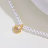 Pendant Necklaces Trendy Zircon Crystal Shell 6MM Pearl For Women Fashion Female Party Jewelry Girls Charm Choker Neck Chain