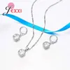 Necklace Earrings Set High Quality Square Austrian Crystal For Women 925 Sterling Silver Engagement Mother's Day Gifts