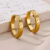 Boucles d'oreilles créoles en acier inoxydable géométrique pour femmes, boucle d'oreille gravée en forme de feuille, tendance, couleur or épais, bijoux antirouille