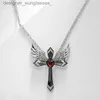 Pendant Necklaces Classic Income Fashion Angel Wings Pendant Necklace Ladies Cross Guardian Jewelry Accessories Anniversary Party Banquet GiftsL231218