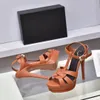 Classics Luxury Brand Sandals Designer shoes Fashion Slides high heels Floral Brocade Genuine Leather Women Shoes Sandal by 1978 W471 08